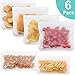 Reusable Storage Bags - 6 Pack BPA FREE Freezer Bag（4 Reusable Sandwich Bags & 2 Reusable Snack Bags) - EXTRA THICK Ziplock Bag Leakproof Lunch Bag for Food Storage Home Organization Eco-friendly