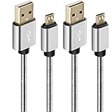 [2-Pack] 3.3FT Micro USB Cable Android Fast Charge Quick Data Sync Wires with Metal Braided Cables for Samsung Galaxy S7 Edge/S7/S6 Edge/S6, Note 5/4/2, HTC, LG G4, BlackBerry, Motorola, Sony, PS4