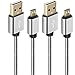 [2-Pack] 3.3FT Micro USB Cable Android Fast Charge Quick Data Sync Wires with Metal Braided Cables for Samsung Galaxy S7 Edge/S7/S6 Edge/S6, Note 5/4/2, HTC, LG G4, BlackBerry, Motorola, Sony, PS4