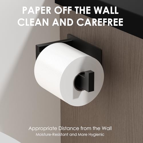 Auxmir Toilet Roll Holder No Drilling Self-Adhesive Toilet Paper Holder Stainless Steel Toilet Roll Holder Toilet Roll Holder Toilet Holder Paper Holder for Kitchen Toilet, Black