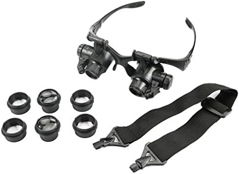 Vkospy Magnifying Glasses 10X 15X 20X 25X Eye Jewelry Watch Repair Magnifier Glasses With 2 LED Lights Microscope