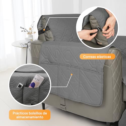 Gugxiom Funda reclinable, Funda Antideslizante para Silla reclinable para sofá, Lavable, Protector de Muebles reclinables, Fundas Acolchadas y Gruesas para Mascotas y niños (Gris Oscuro, 23in)