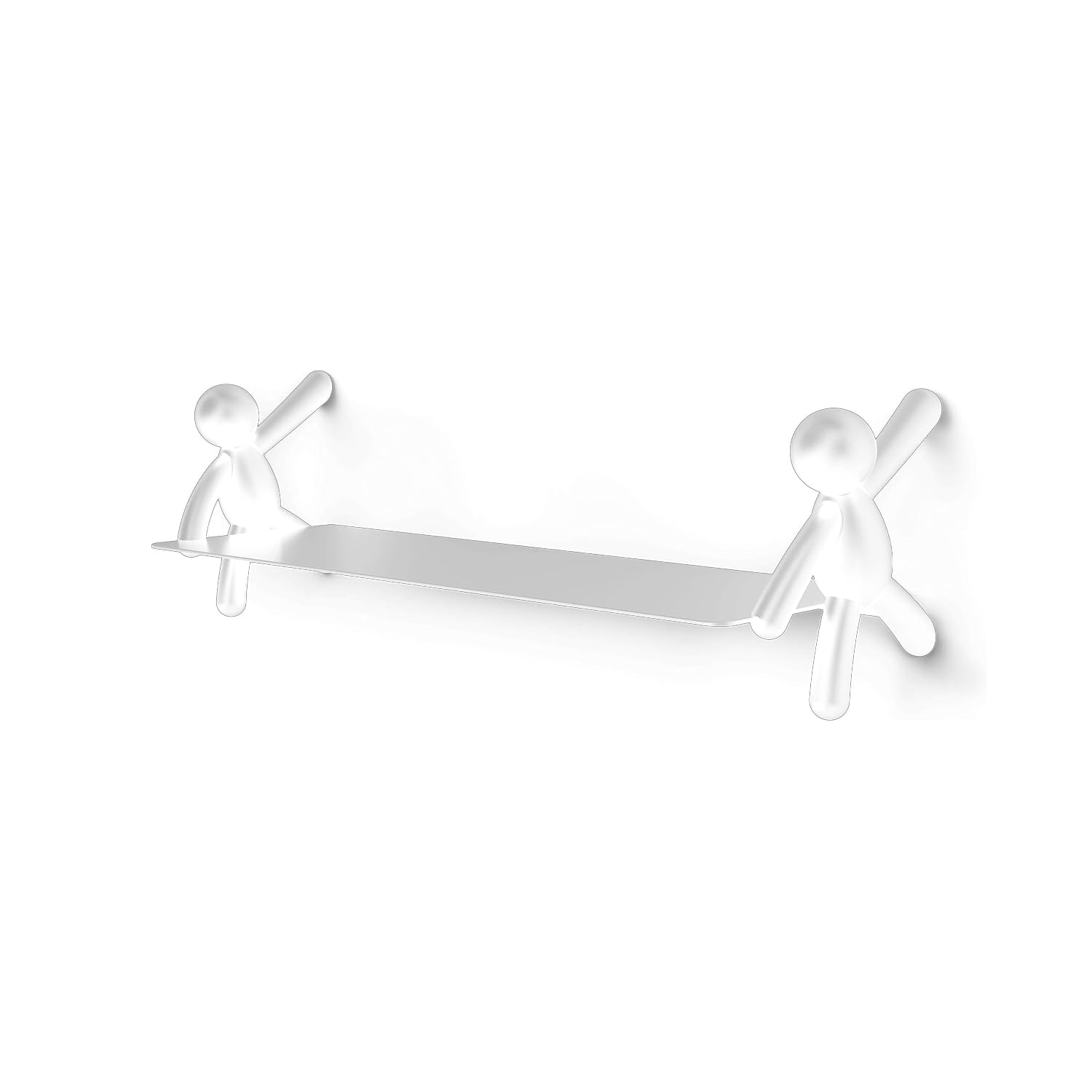 Wintem Wall Shelf in White Plastic, 46 x 14 x 15 cm, Up to 4.5 kg - Space-Saving Ideal for Storing Decorative Objects, Books or Accessories in the Room, Living Room or Entrance - Modern and Fun Style