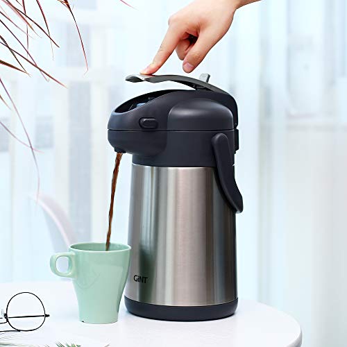 GiNT Coffee Airpot Thermal Carafe Dispenser with Pump, Stainless Steel