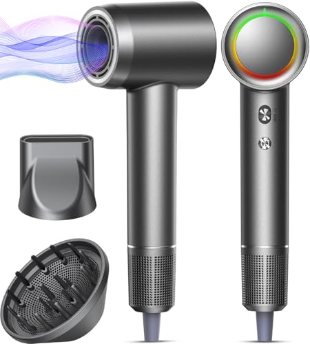 Hair Dryer - 1 Min Fast Drying, 160,000 RPM High-Speed Blow Dryer with 500 Million Negative Ions, No Heat Damage, Low Noise, Lightweight, Professional Hairdryer with Diffuser & Nozzle