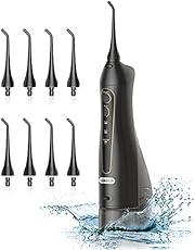Water Flosser Professional Cordless Dental Oral Irrigator , Wepklin 300ML Portable Water Flosser for Teeth , 3 Modes and 8 Tips , IPX7 Waterproof , USB Charged for 21-Days Use (Adapter Not Included)