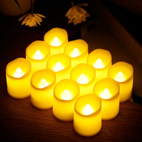 24 Pieces Flickering LED Candles with Realistic Flame Effect, Electric Flameless Small Candle, Flashing Candle Lights for Christmas, Wedding, Easter Decoration