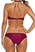 Memory baby Sexy Bikini High Neck Halter Bnikini Set Padding Swimwear (L, Wine Red)