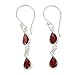 NOVICA Artisan Handmade Dangle Earrings Polished Silver with Pear Shaped from India - Birthstone (Garnet)