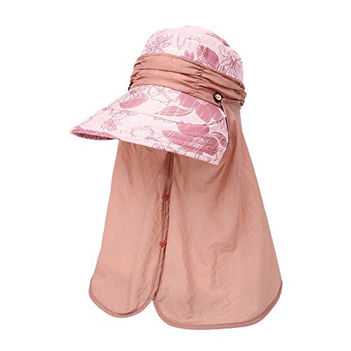 Byx- Hat - Ladies Summer Sun Hat Foldable Outdoor Windproof Facial Neck Sun Hat Riding Electric Vehicle Omni-Directional Sunshade Sun Hat (4 Colors) -Beach hat (Size : Pink) - Thumbnail 7