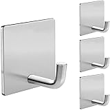 Adhesive Hooks Heavy Duty Stick on Wall Towel Hooks , Stainless Steel Wall Hook Door Hooks and Coat Hooks Self Adhesive Holde