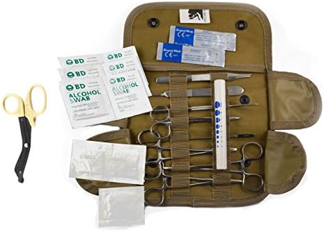 20 Pc + Matching EMT Shears, Tactical Coyote Brown First Aid Tactical Kit Military Molle Pouch Universal BOB - Ideal for Camping, Firefighters, EMT, First Responders, Police and Military