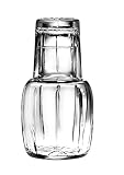 Barski - Mouth Blown - Hand Cut - Crystal - 2 Piece Set - 25 oz . Bedside Night Carafe / Desktop Carafe with Tumbler Glass - 8.25