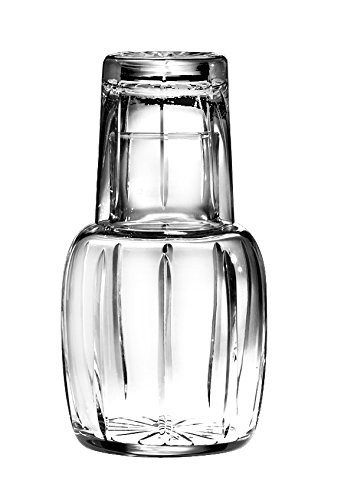 Barski - Mouth Blown - Hand Cut - Crystal - 2 Piece Set - 25 oz Bedside Night Carafe/Desktop Carafe Barski - Mouth Blown - Hand Cut - Crystal - 2 Piece Set - 25 oz Bedside Night Carafe/Desktop Carafe
