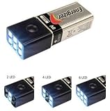 WW3® Mini Compact Size Ultra Bright 6 LED Flashlights w/Energizer 9 Volt Battery