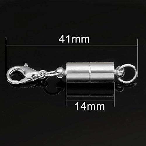 Linsoir Beads 10 Sets Smooth Tube Easy Magnetic Clasp Converters Strong Lobster Closure Necklace Silver Plated - Thumbnail 5