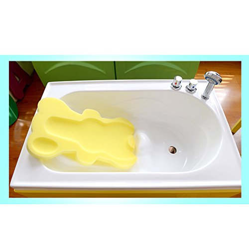 Baby Bath Mat Non-slip Sponge Mat in Teddy Bear Shape Bath Tub Support for Newborn Babies (Yellow)