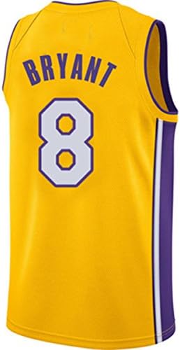 Claysydo Mens Kobe Jerseys Los Angeles 8 Basketball Jersey Yellow Size S