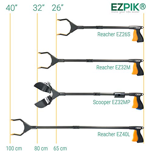 EZPIK 40" Grabber Reacher Tool, Extra Long Foldable Pickup Stick - Reaching Aid for Elderly with Magnetic Tip & Rotating Claws - Litter & Trash Durable Picker Upper