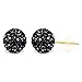 14K Gold 8mm Round Multi-Color Pave Crystal Disco Ball Stud Earrings