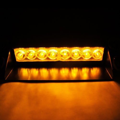 8 LED Car Boat Truck Visor Dashboard Emergency Strobe Lights Lamp Bar (8 LED, Amber)