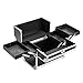 Professional Makeup Train Case Travel Beauty Cosmetic Trolley Box w/ 4 Adjustable Trays & Security Lock Makeup Cosmetic Organizer 12 Inch Large Black