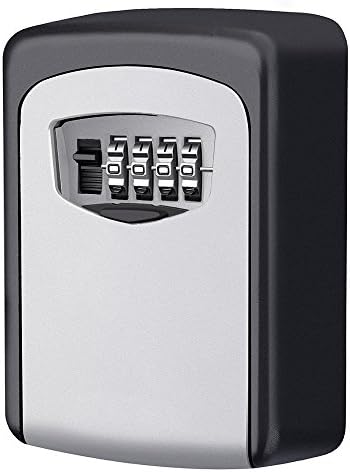 MDROKUN Key Storage Lock Box 4-Digit Combination Wall Mounted Key Safe Box Wall Mounted Lockbox