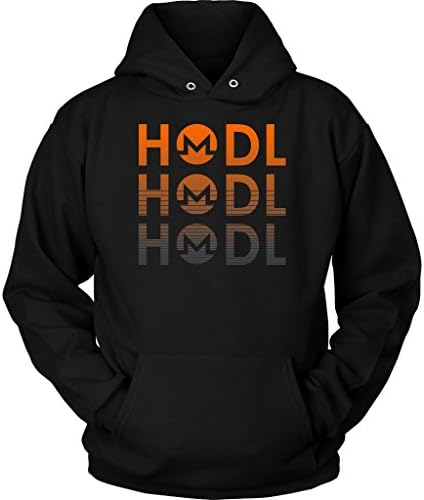 Teehub Monero Hoodie Retro HODL Cryptocurrency Pullover (Black, L)
