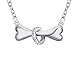 SENFAI Silver Dog Bone with Crystal Ring Necklace Puppy Pet Bone Pendant Necklace