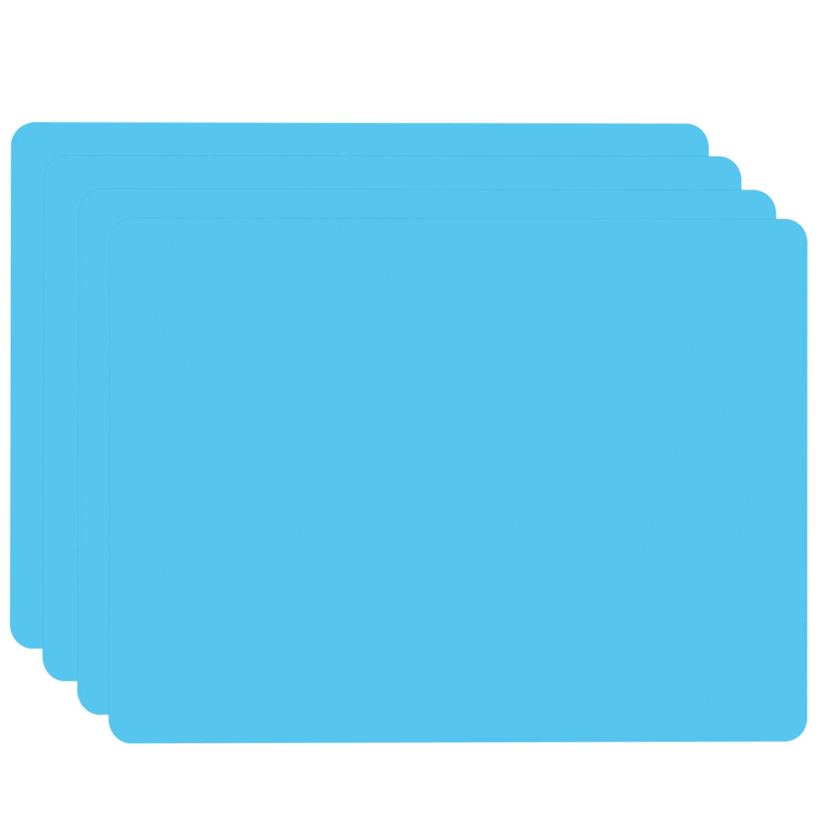 Silicone Placemats for Kids,4pcs Table Mat,Non Slip, Heat Resistant,Dishwasher Safe,40 x 30 cm,Blue — image 1