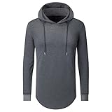 Aiyino Mens Hipster Hip Hop Classic Pullover Long Hoodie Sweatshirts Jacket (US XL, Dark grey)