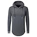 Aiyino Mens Hipster Hip Hop Classic Pullover Long Hoodie Sweatshirts Jacket 2XL Dark grey