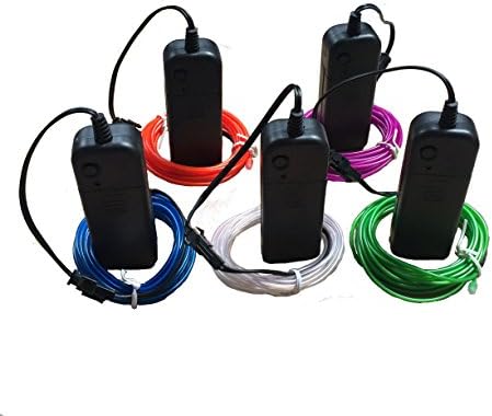 5 Pack - 9ft Neon Glowing Strobing Electroluminescent Wire for Halloween Party Cosplay Decoration White Blue Red Green Purple