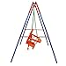 Costzon Toddler Swing Set, High Back Seat with Safety Belt, A-Frame Outdoor Swing Chair, Metal Swing Set for Backyard (Orange)