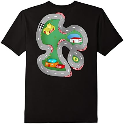 Mens Race Car Track On Back Fun Play T-Shirt Large Black