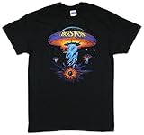 Boston Rock Band Classic Spaceship Distressed Black T-Shirt, XX-Large