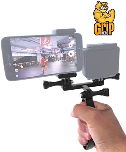 3 in 1Hand Held GoPro Stabilizer Mount for GoPro Hero, Smartphone or Both Simultaneously by GripHero (Black)