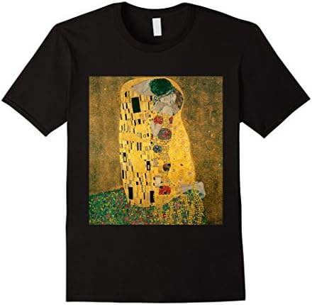 Mens The Kiss by Gustav Klimt T Shirt Large Black