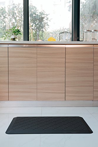 EverGrace Comfort Floor Mat Lattice Pattern PU Anti-fatigue Kitchen Rug Standing Mat for Kitchen or Office Desk, W20 x L30 x H3/4" (Black)