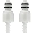 BBTUS 2PCS 1/4" 3/8" 5/16" Plastic Hose Barb Valved In-Line Coupling Insert Quick Connector, Quick Shut-Off Hose Joint Tube Connector, Male Quick Connect Fittings (2x Male Connector) (1/4")