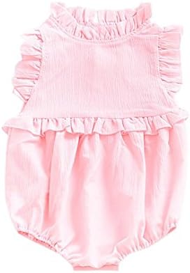 Winsummer Infant Easter Romper Baby Girl Twins Outfit Sleeveless Ruffle Bodysuit Outfit Clothes (Pink, 0/3M)