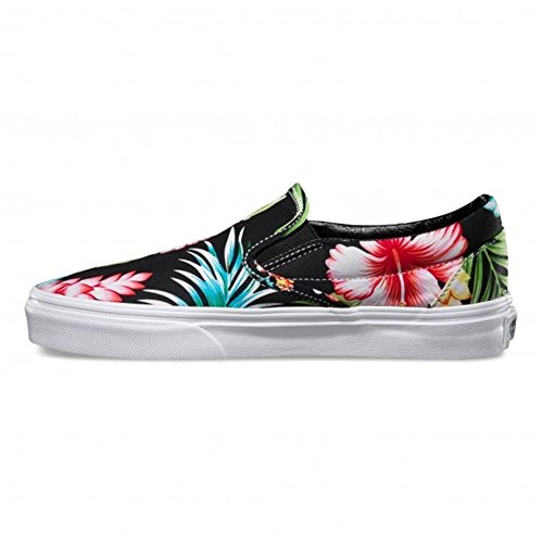 Vans Classic Slip-On Hawaiian Floral Black Skateboarding Shoe (Men 3.5/ Women 5)