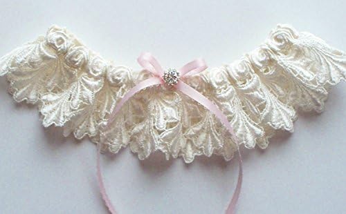 Ivory Garter with Light Blue Picot-Edge Ribbon Bow and Venise Lace Toss Garter - Petite JILLIAN