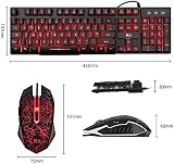 Rii RK108 Gaming Keyboard and Mouse Set UK Layout Red Purple Blue Backlit view 7