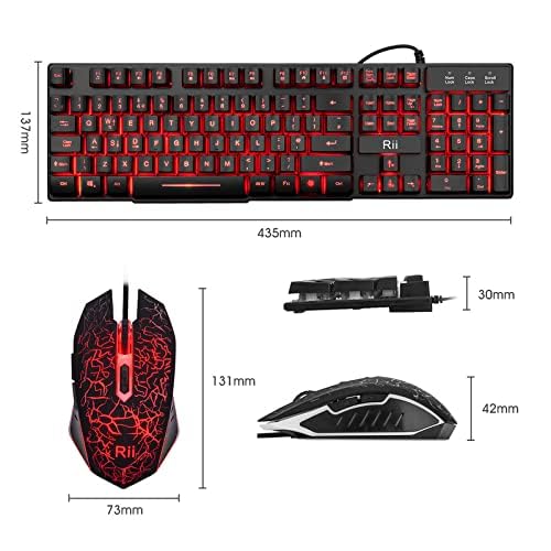 Rii Rk108 Gaming Keyboard And Mouse Set,Wired Led Light Up Keyboard Mouse With 3 Colors Backlit (Red/Purple/Blue),Compatible With Pc,Laptop,Windows,Gamer,Xbox One,Ps4,Ps5-Uk Layout - View 7
