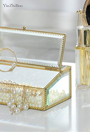 YinZhiBoo Beveled Glass Box Makeup Organizer Proof box Keepsake Box Wedding Card Holder Reception Card Box Home Decor Display