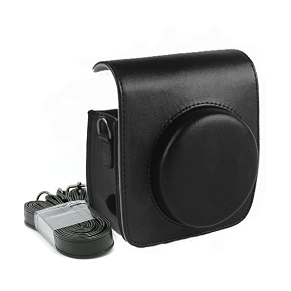 KALDA Tasche für Mini 90 Neo Classic Sofortbildkamera, Schutztasche aus Weichem Kunstleder mit Schulterriemen (Schwarz)