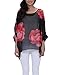 Nicetage Tropical Shirts Sheer Chiffon Blouses for Women Boho Batwing Tops Floral Bat Wing Tunics Plus Size Spring Clothes