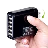 Avantree 48W 9.6A 5-Port USB Charger with SmartID Technology, Foldable Wall Plug for iPhone 7, 6, 6s plus, iPad air 2, Samsung Galaxy, Smartphones, Cameras, Headsets and More