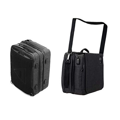 FUGU Luggage MINILUX {Black} 3-1 Messenger Bag/Backpack/Shoulder Bag Desk - USB Port - Expands for Extra Space - Modern Travel Accessories - Trendy Laptop Bag